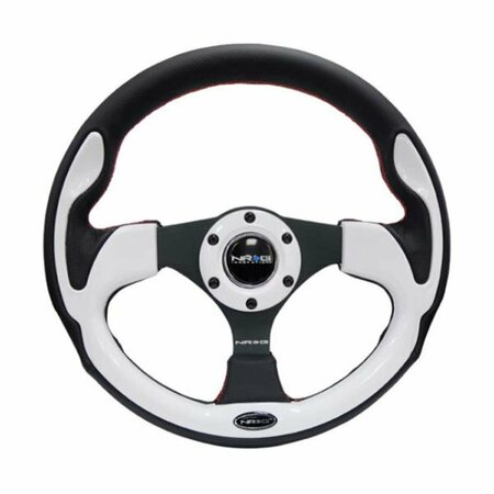 NRG 320 mm Reinforced Steering Wheel, Black with White Trim & 4 mm 3-Spoke RST-001WT